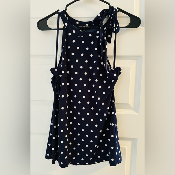 Banana Republic Navy Blue and White Polka Dot Blouse - Picture 2 of 4
